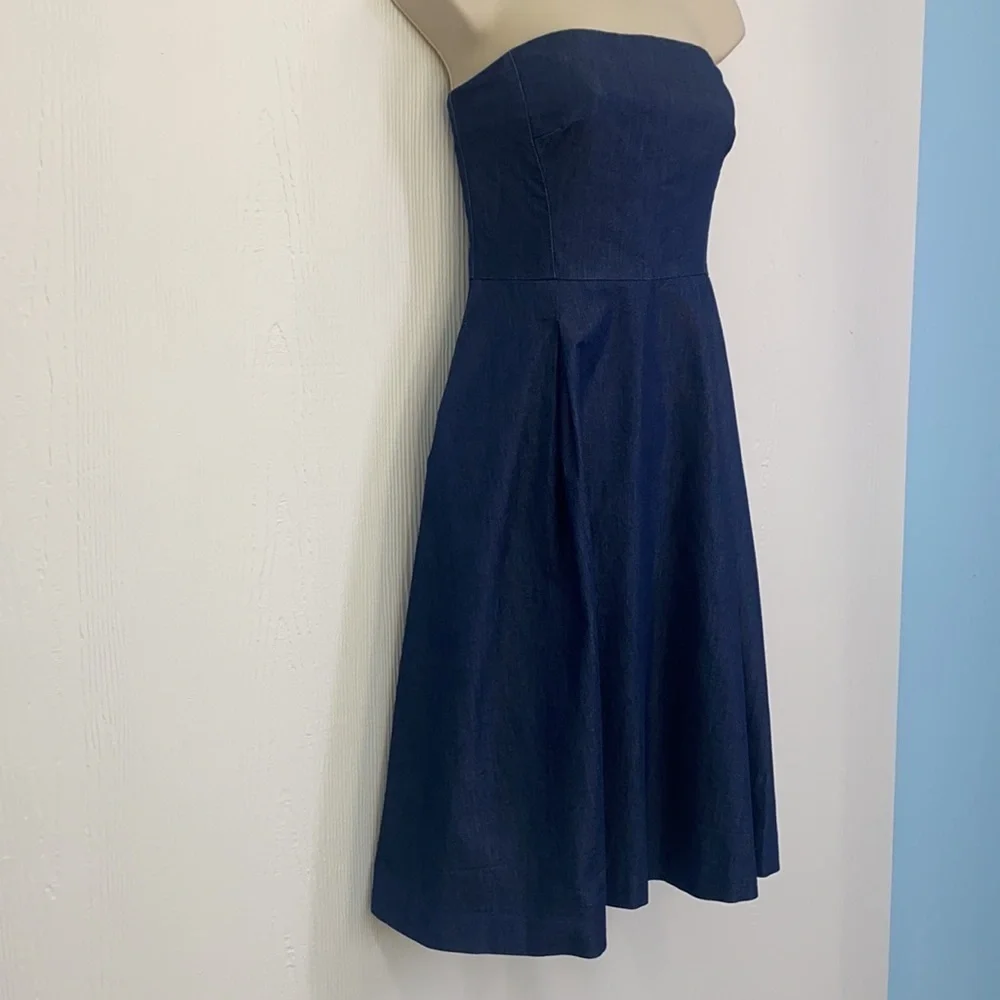 White House Black Market - Denim Blue Strapless Midi Dress Size 0